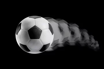 Tableaux ronds sur aluminium brossé Sports de balle Motion of soccer ball