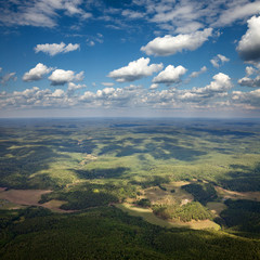 Top view of the forest hills