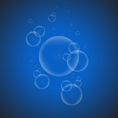 Soap bubbles on a blue background EPS10 vector