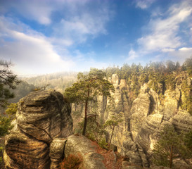 Sandstone rocks in Bohemian Paradise, hdr