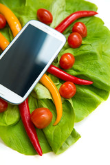 Gemüse und Smartphone