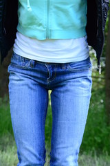 blue jeans on skinny woman