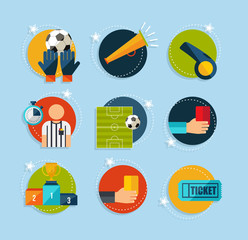 Soccer flat icons set