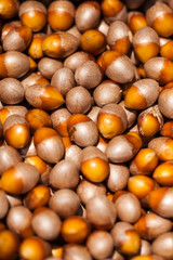 Fototapeta premium Loose hazelnuts on the market