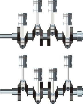 four piston with crankshaft