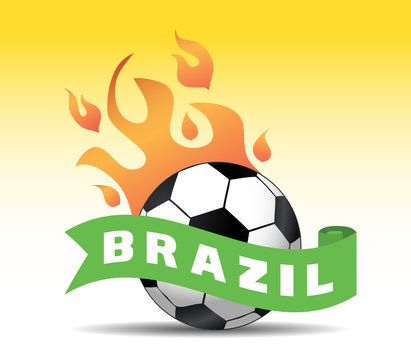 brazil soccer ball with flames