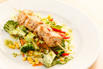 chicken kebab with vegetables