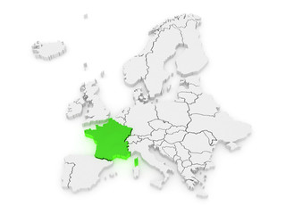 Map of Europe and France.