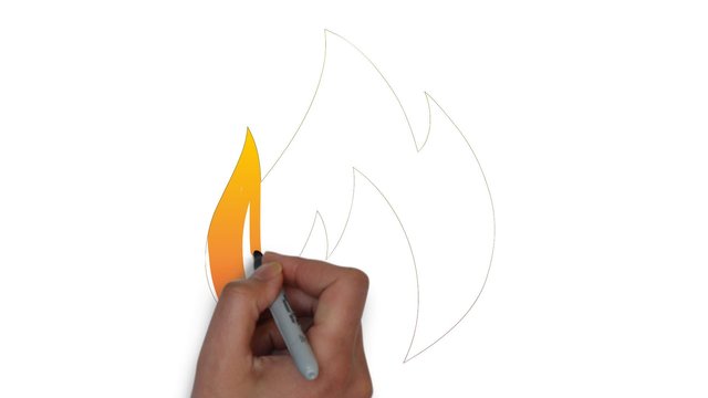 Feuer Flamme Symbol Kamin Feuerholz Zeichnung Hand