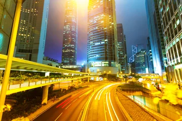 Foto op Plexiglas moving car with blur light through city at night © zhu difeng