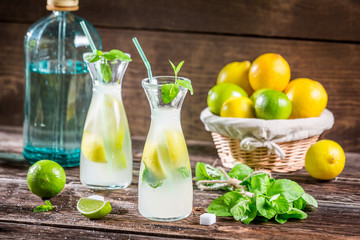 Fresh cold drink lemon with sugar