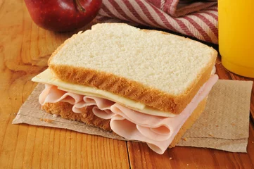 Papier Peint photo Lavable Snack Ham and cheese sandwich