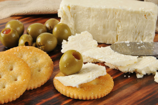 Feta cheese and green olives