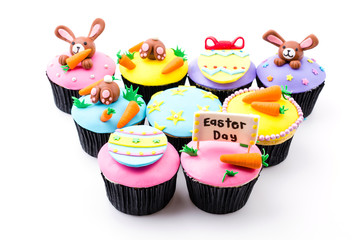 Easter cupcakes isolated white background