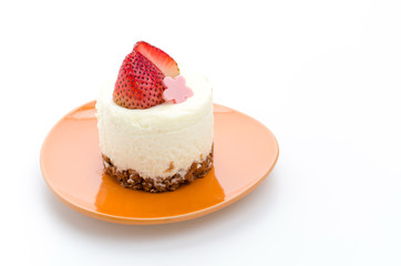Strawberry cheesecake isolated on white background