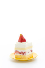 Strawberry cheesecake isolated on white background