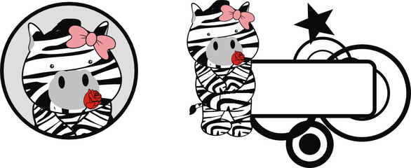 zebra cute cartoon rose valentine girl