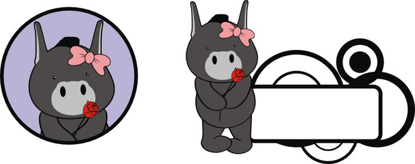 donkey cute baby valentine cartoon rose girl
