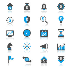 Business flat with reflection icons