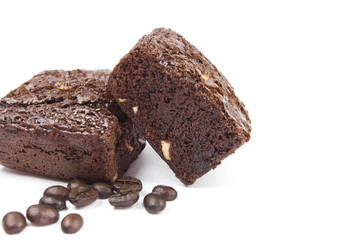 Sweet brownie on white background