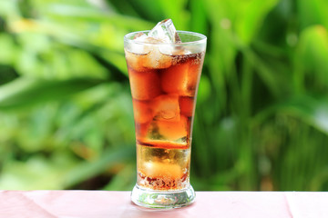cola and ice cubes