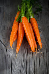 Carrots on a wooden background