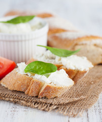 Baguette and cream cheese