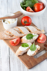 Baguette and cream cheese