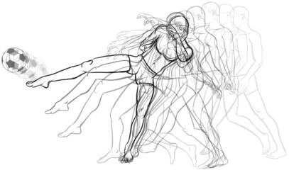 soccer ball player with motion effect