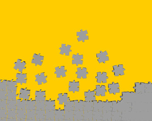 puzzle - pieces out - frame - yellow - text box