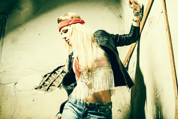 Beautiful young woman hippie