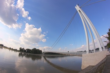 Suspension bridge over river Drava