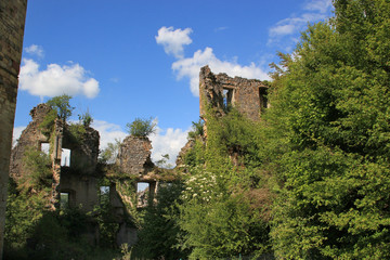 Fototapeta na wymiar Ruines du château de Couzage.