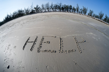 Drawings on sea sand