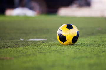Fototapeta premium soccer ball on green grass