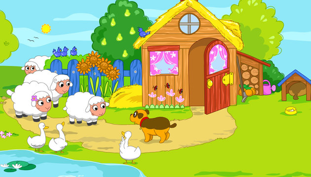 Cute funny farm animals for kids