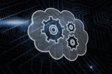 Composite image of cogs and wheels in cloud