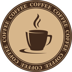 coffee cup in round frame