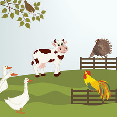 Rural landscape with domestic animals