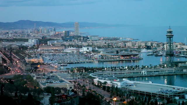 Port Vell in evening. Barcelona, Spain