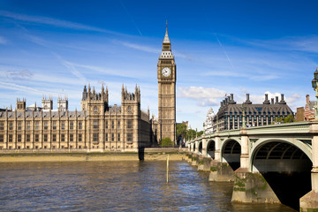 Obraz na płótnie Canvas Big Ben and Houses of parliament on the river Thames