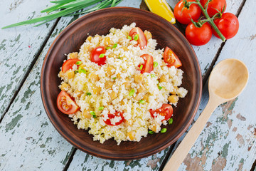 couscous with chickpeas and cherry tomatoes
