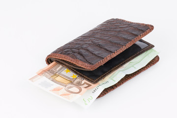 Purse with banknotes.