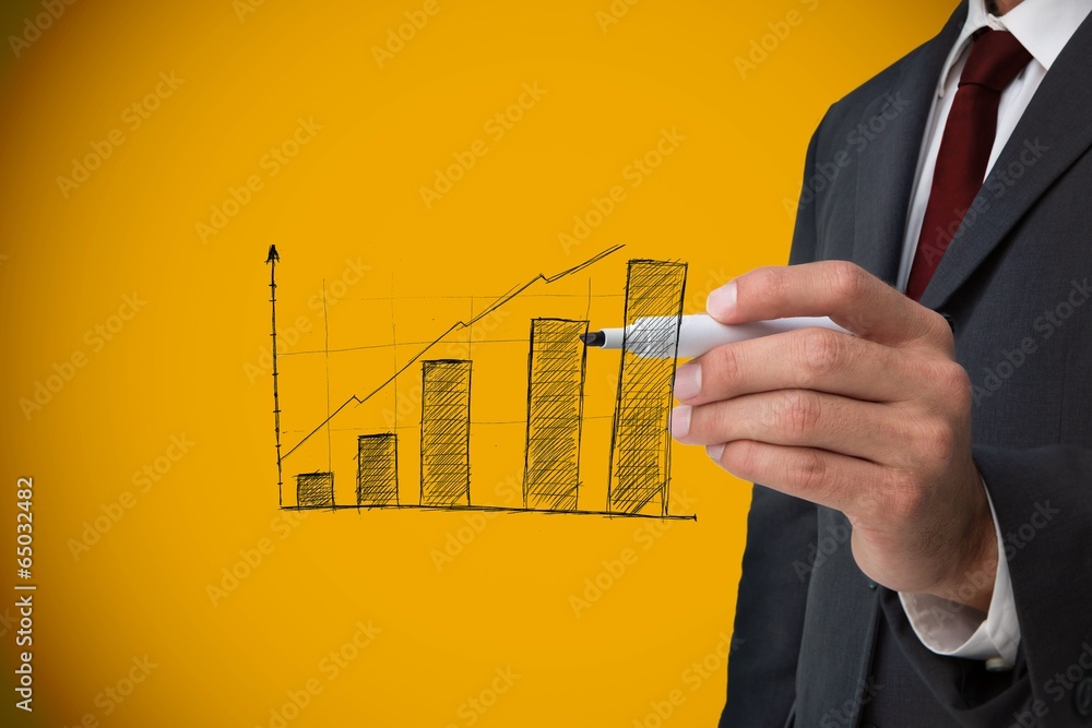 Poster composite image of businessman drawing graph