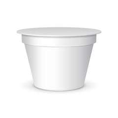 White Short And Stout Tub Food Plastic Container For Dessert