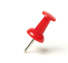 Red Pushpin on White background