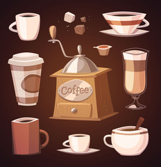 Coffee objects. Vector image