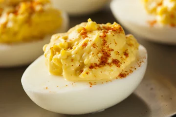 Tuinposter Healthy Deviled Eggs as an Appetizer © Brent Hofacker