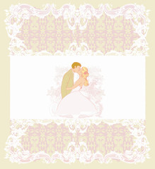 Obraz na płótnie Canvas stylish wedding invitation card with vintage ornament background