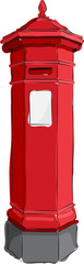Sketched line drawing of a red British antique post or mail box.